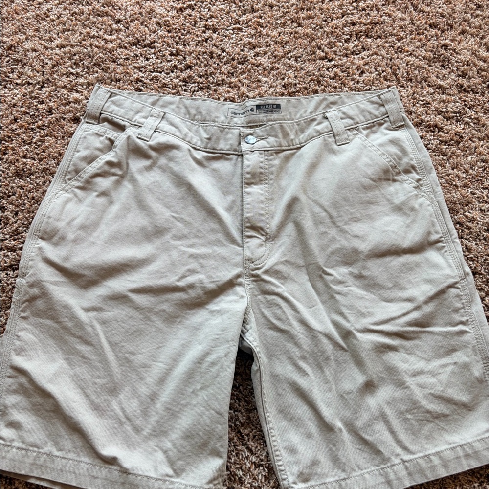 Carhartt Men's khaki Flat-Front carpenter Shorts